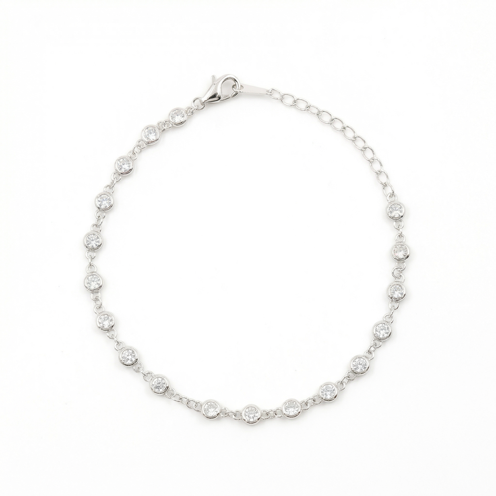 Silver Petite round Tennis Bracelet