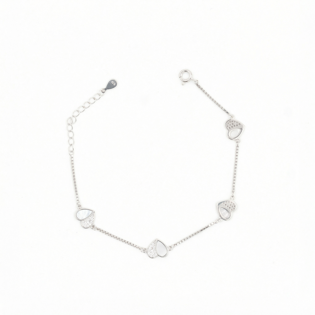 Silver Pure Heart Enamel Bracelet