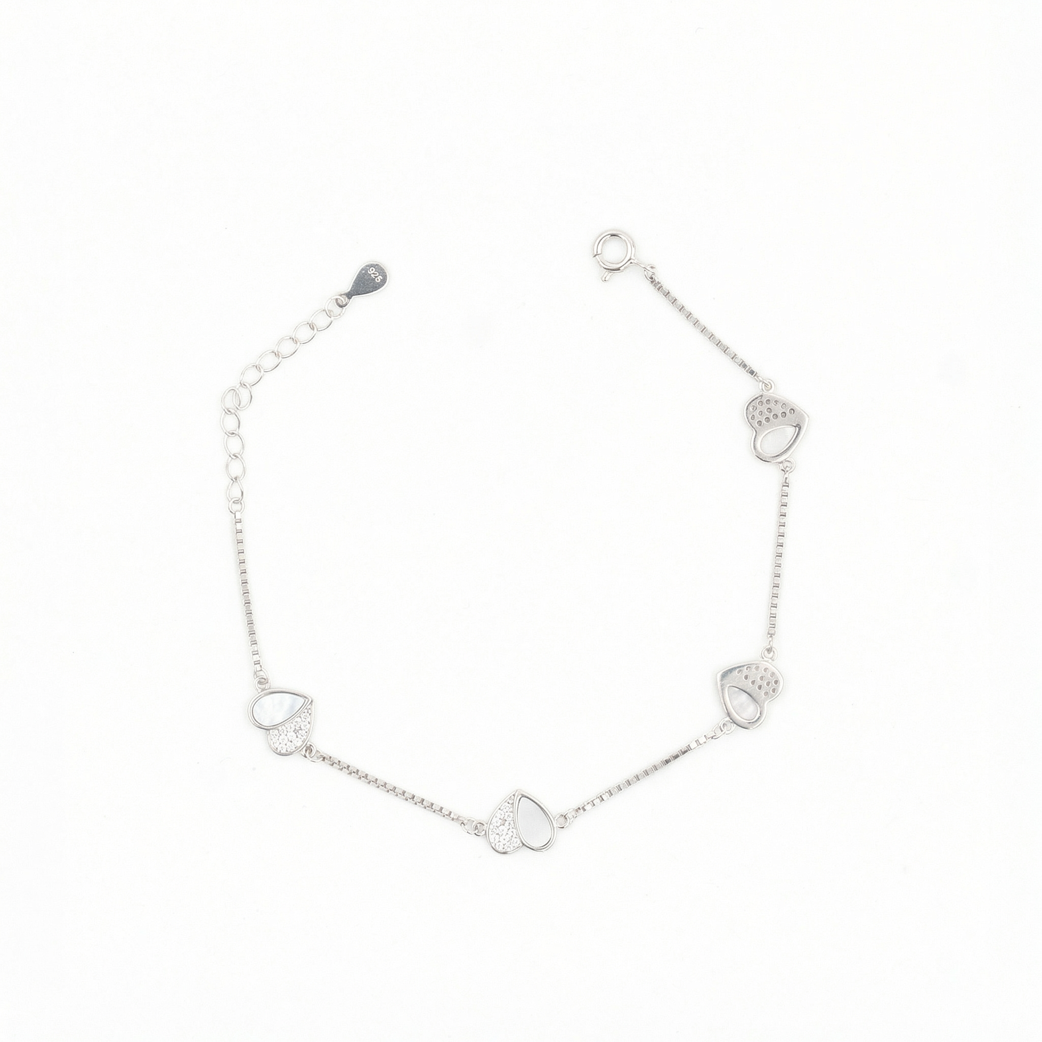 Silver Pure Heart Enamel Bracelet