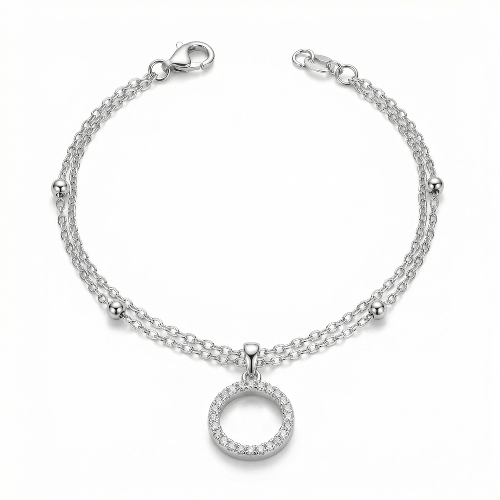 Double Layered Goodluck Silver Bracelet