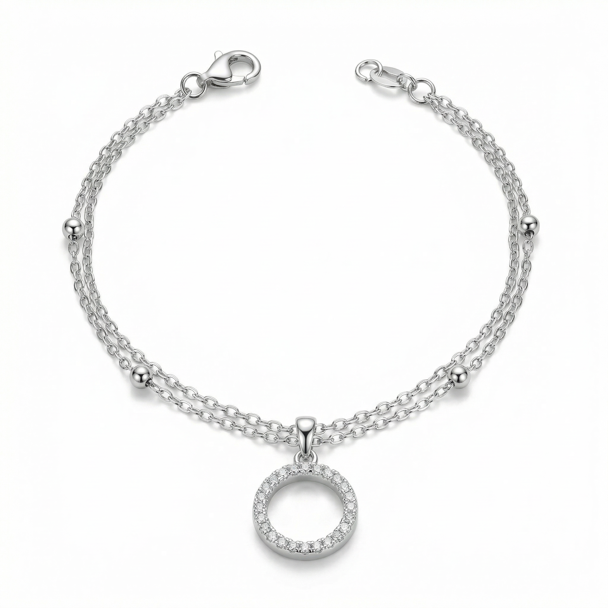 Double Layered Goodluck Silver Bracelet