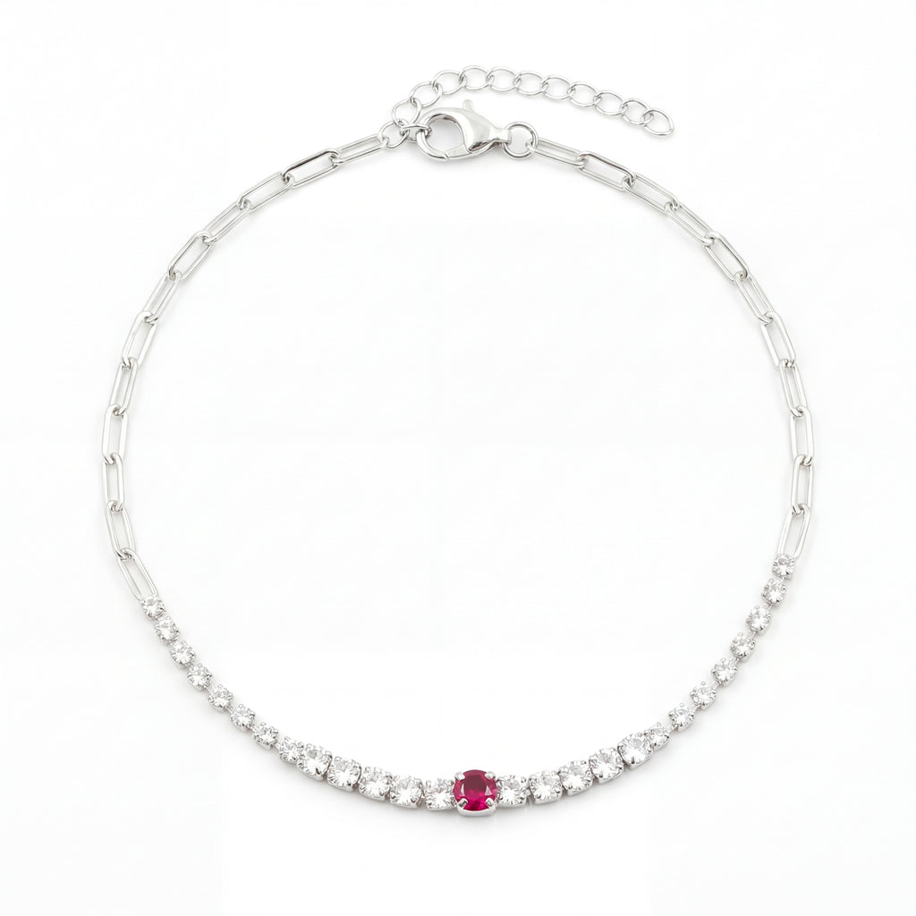 Silver Pink Petite Sparkle Tennis Bracelet