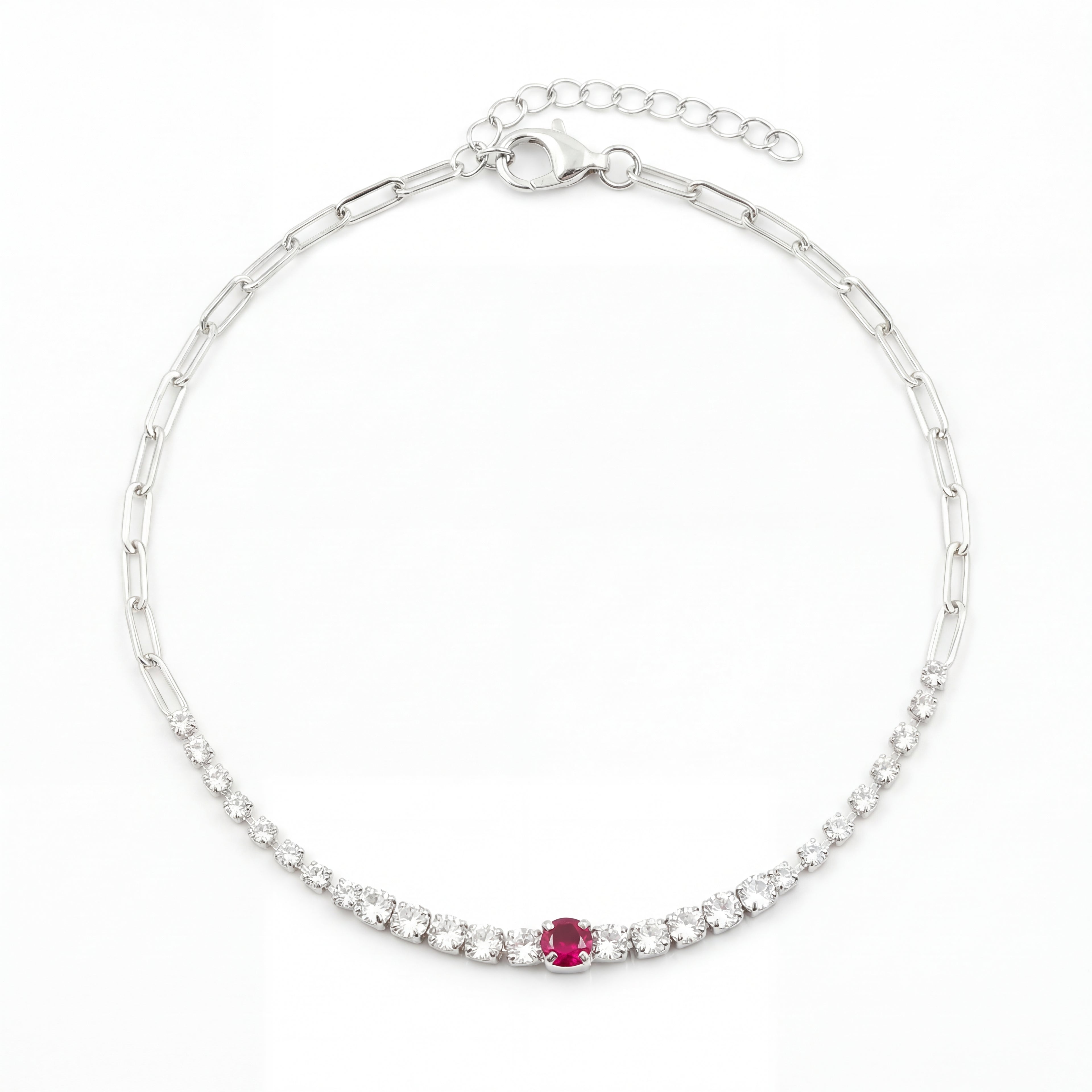 Silver Pink Petite Sparkle Tennis Bracelet