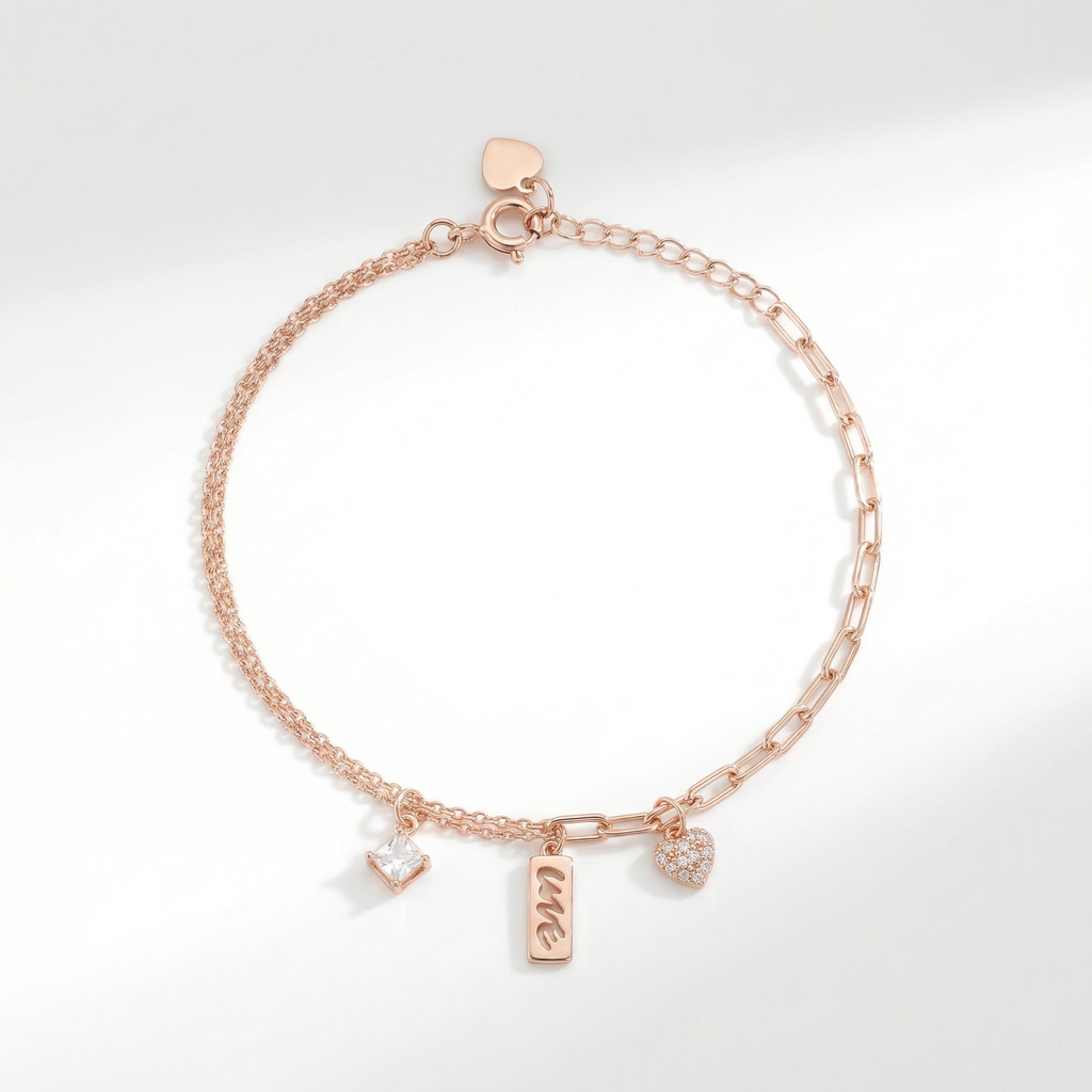 Rose Gold Love-Inscribed Delicate Bracelet