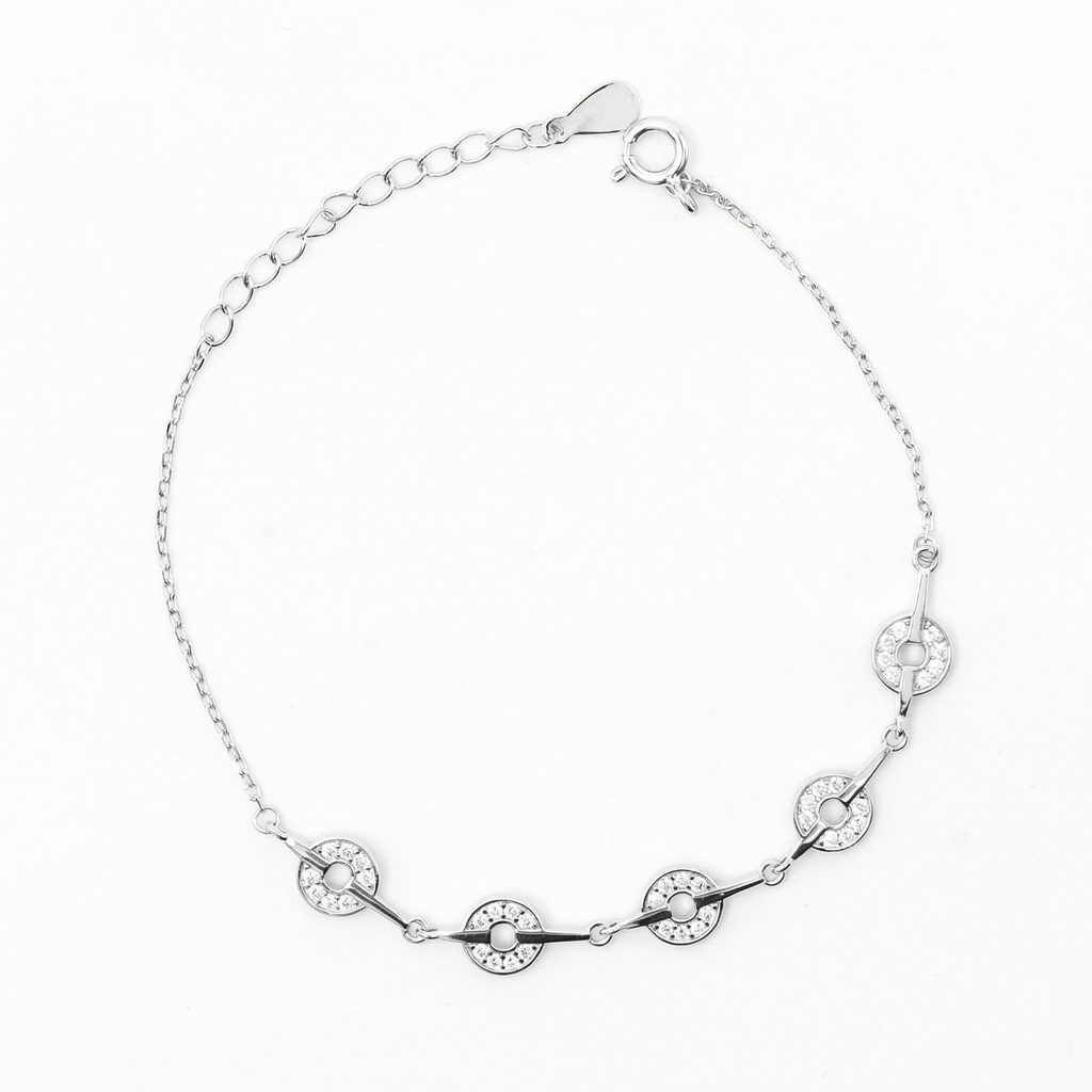 Silver Sparkling Circle Bracelet