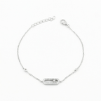 Silver Diamond Rectangle Delicate Bracelet