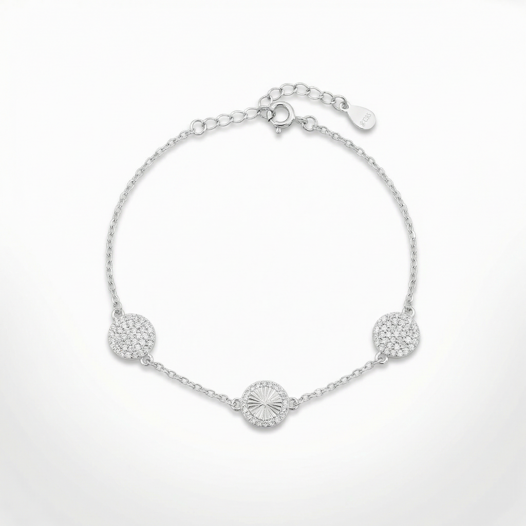 Silver Diamond Trio Delicate Bracelet
