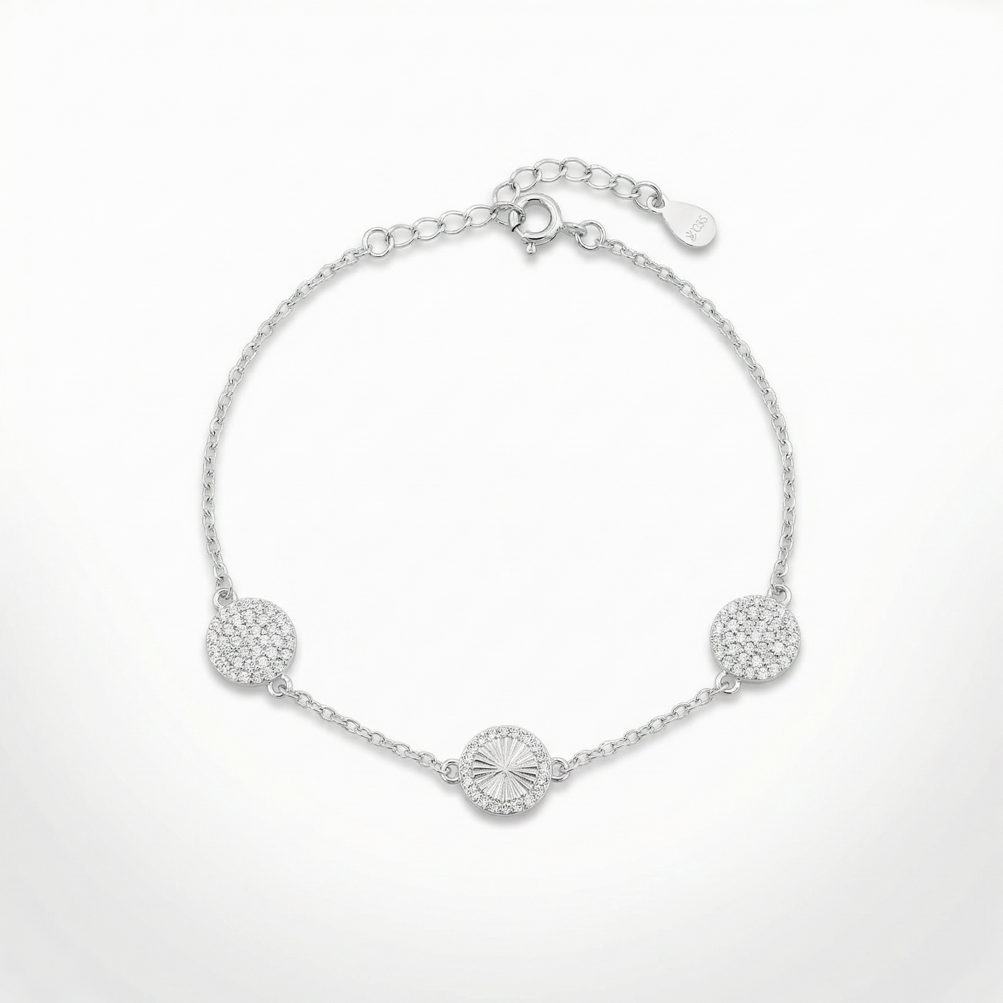 Silver Diamond Trio Delicate Bracelet