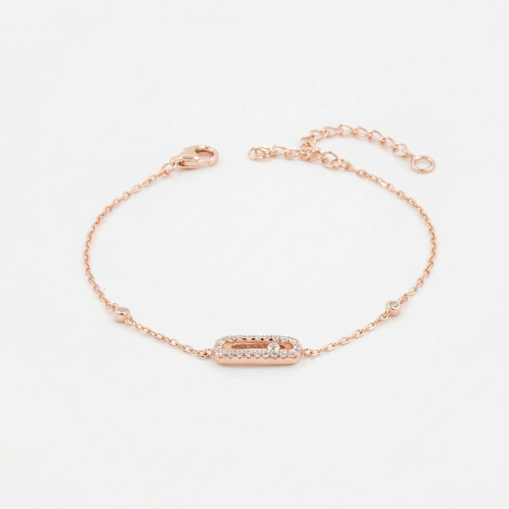 Rose Gold  Diamond Rectangle Delicate Bracelet