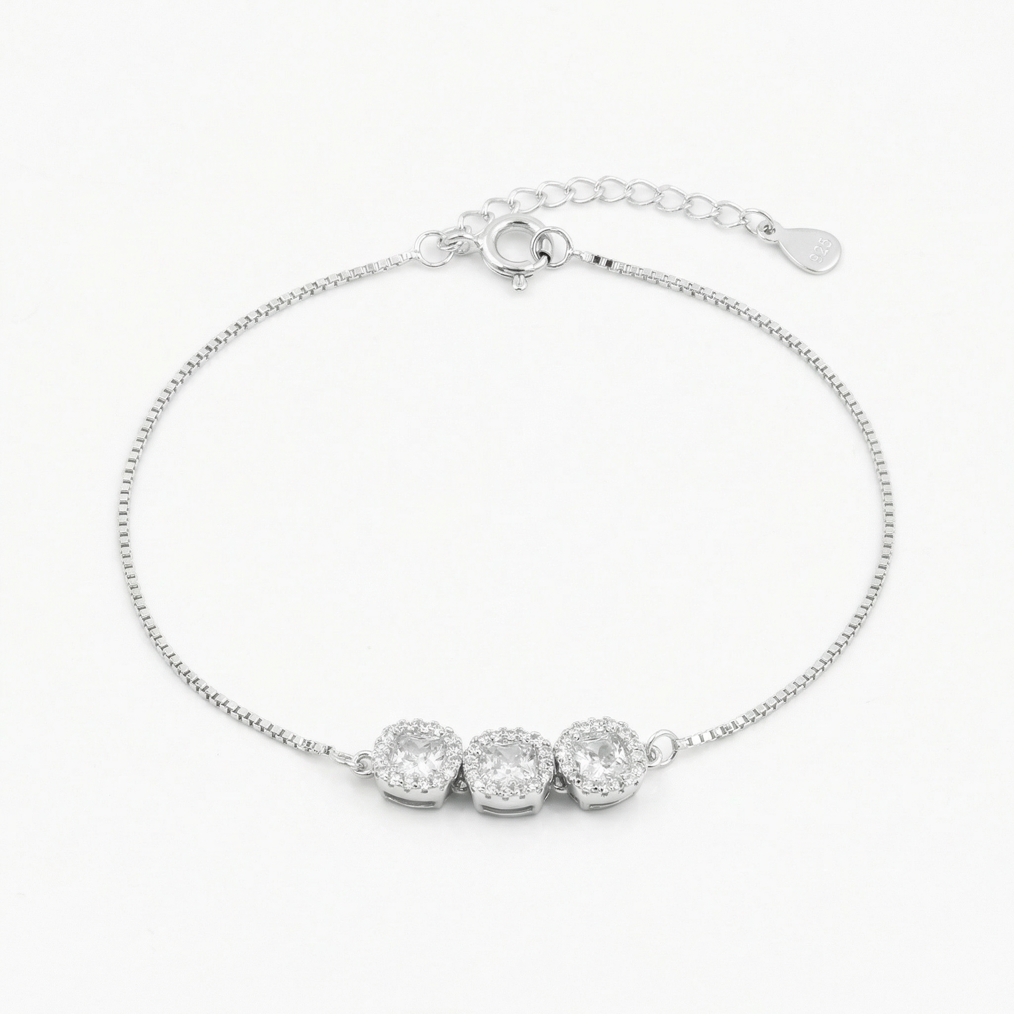 Silver Triple Circle Solitaire Bracelet