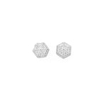 Silver White Crystal Hex Earrings