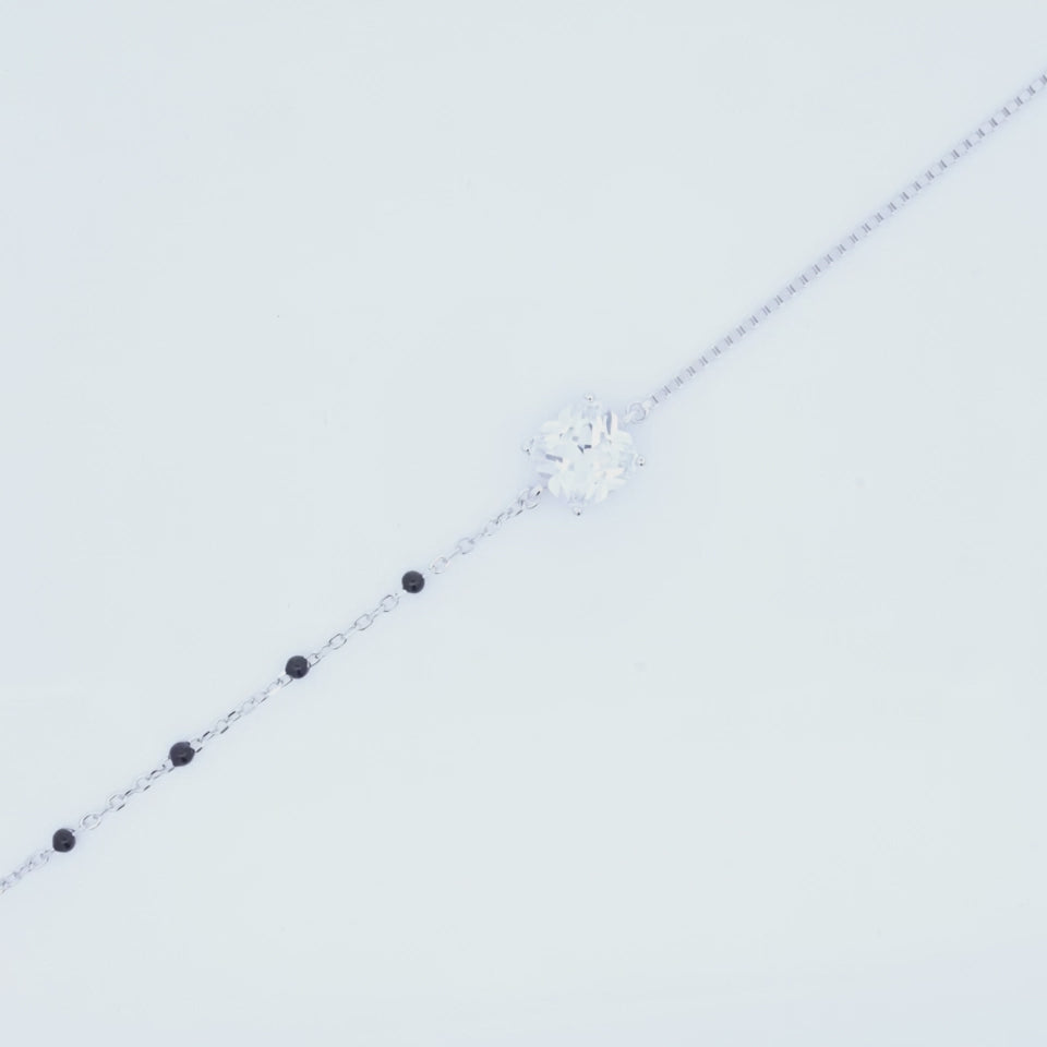Silver Cushion Cut Hand Mangalsutra