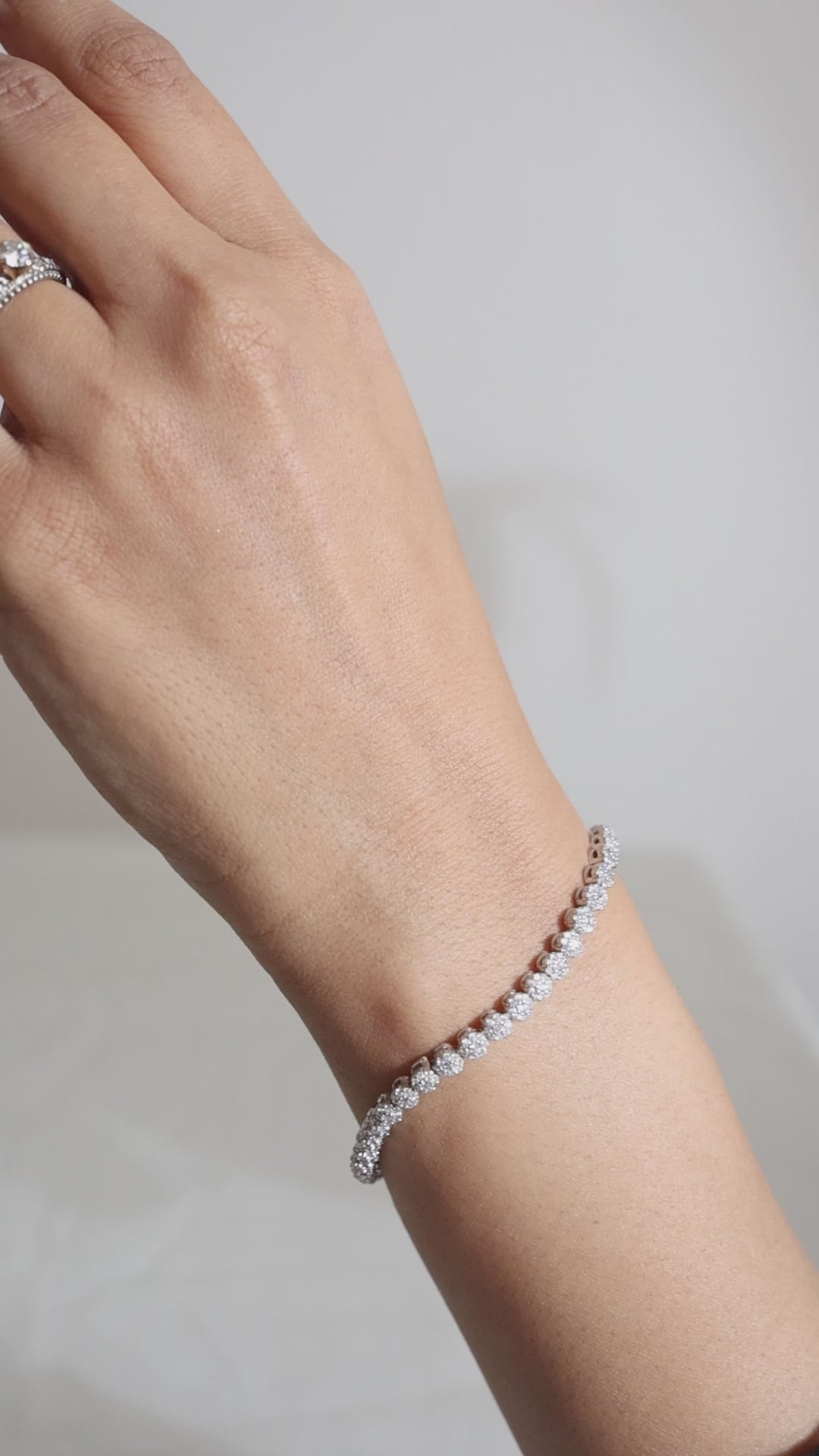 Silver Medium Floral Tennis Bracelet