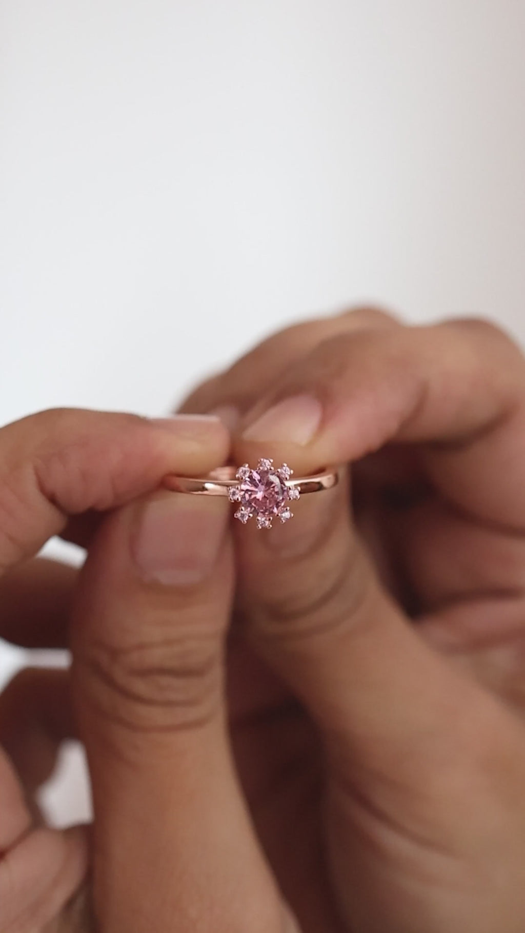 Adjustable Pink Solitiare Rose Gold Ring