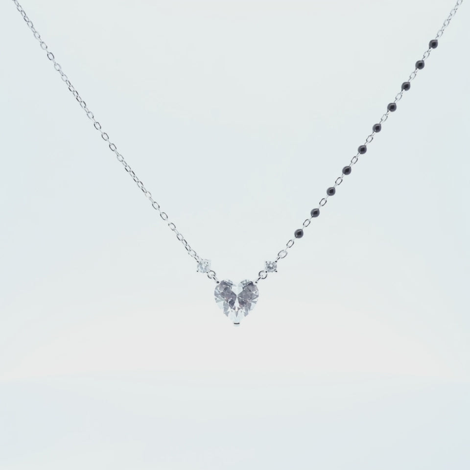Silver 3D Heart Solitare Mangalsutra