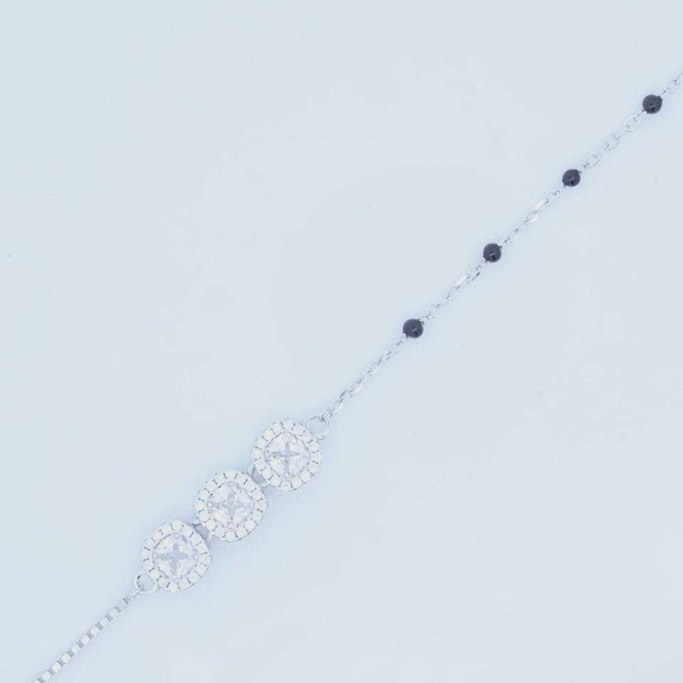 Silver 3 Cushion Cut Hand Mangalsutra