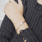 Floral Matt Silver Chained Bracelet