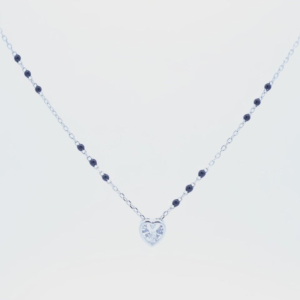 Silver Small Heart Solitaire Mangalsutra