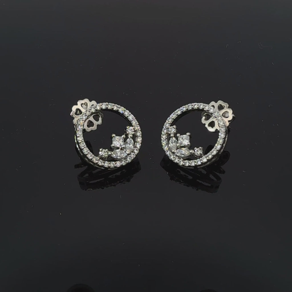 Silver heart shaped designer danglers earrings