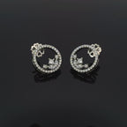Silver heart shaped designer danglers earrings