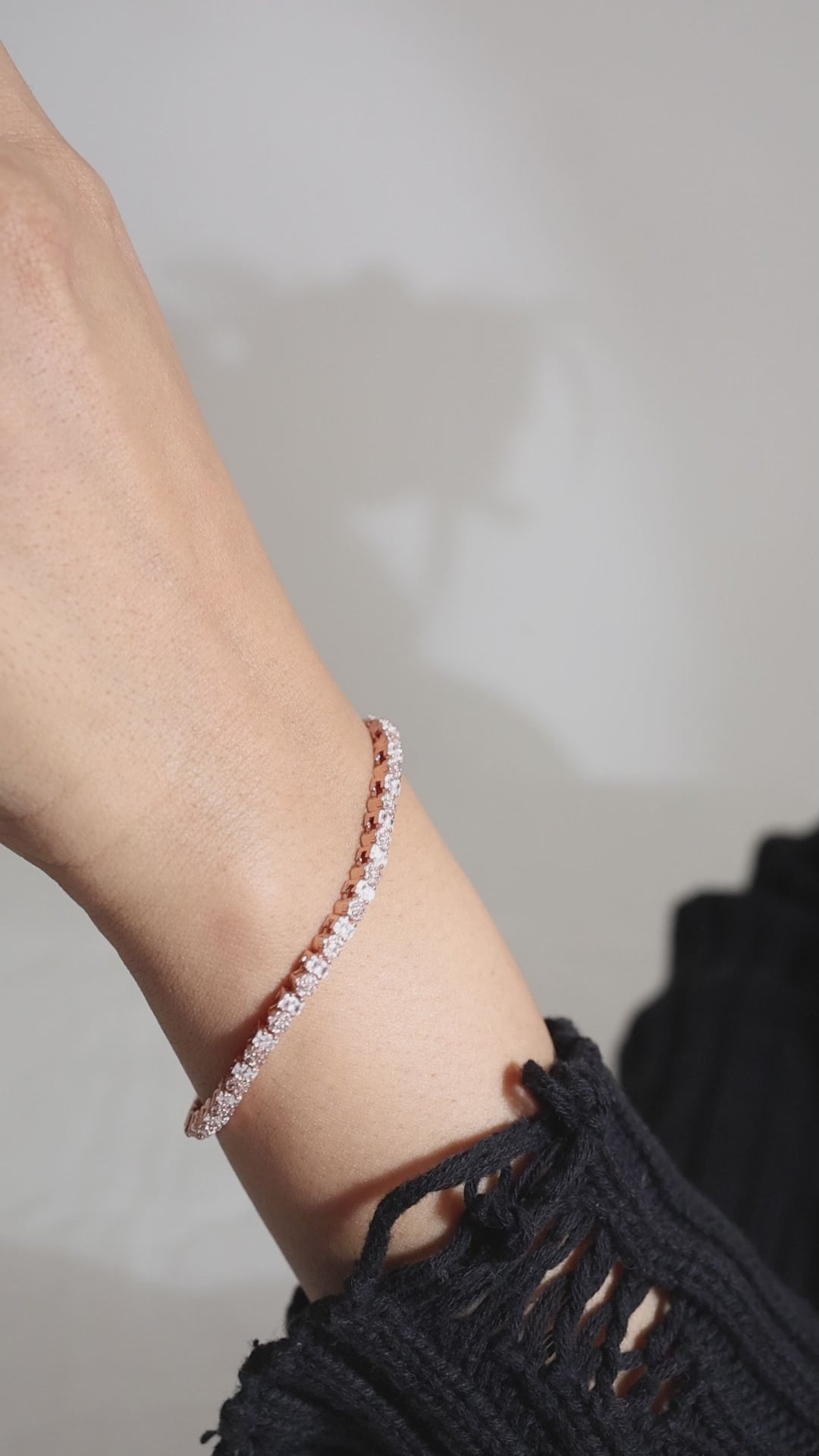 Rosegold Diamond Round Rectangle Tennis Bracelet