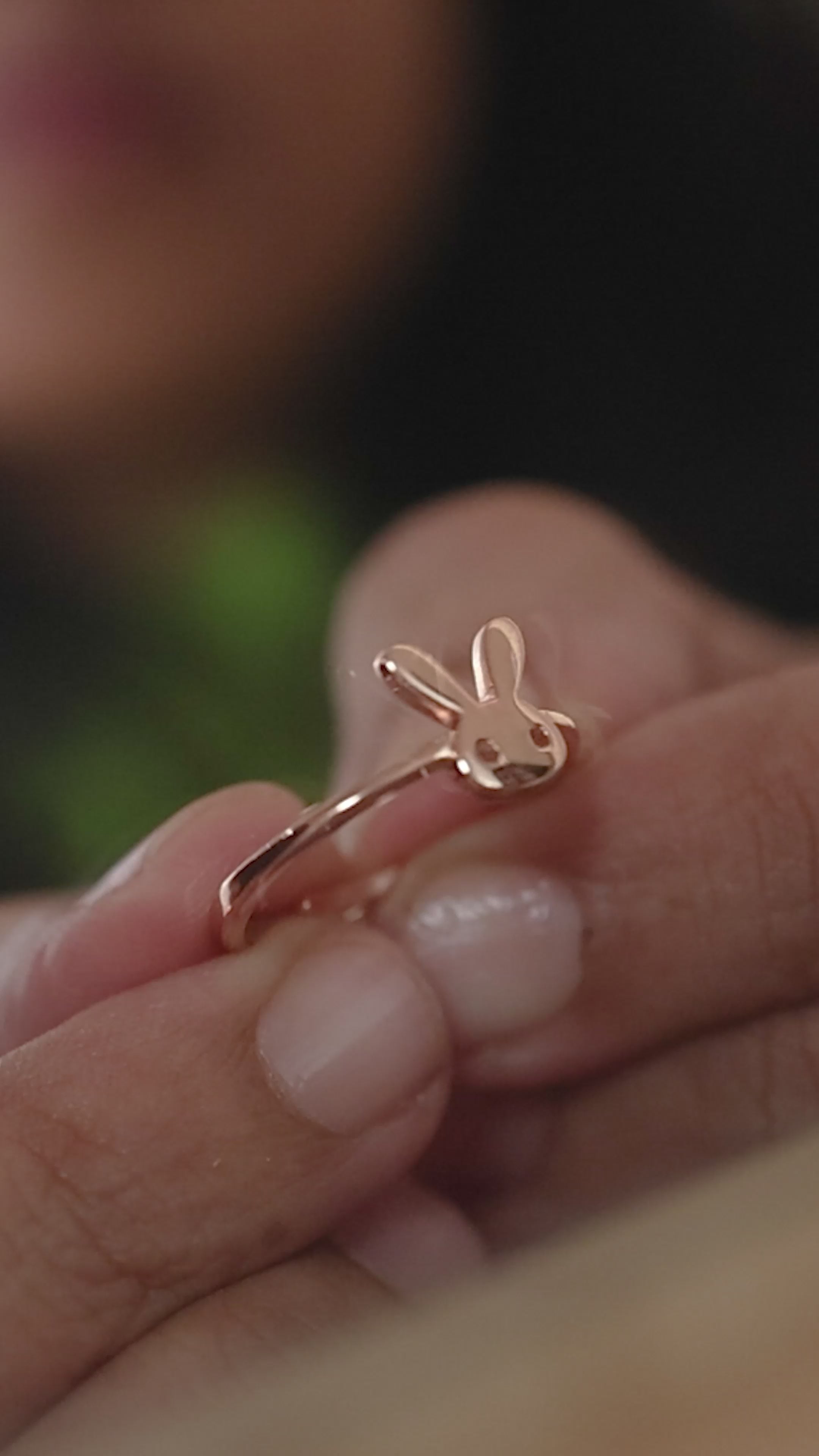 Adjustable Rose Gold Bunny Ring