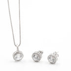 Silver Radiant Round Solitaire Jewelry Set