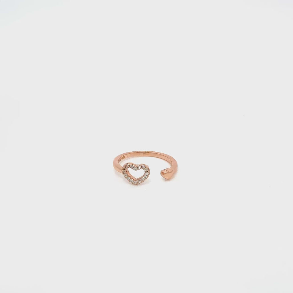 Adjustable Rose Gold Heart Ring