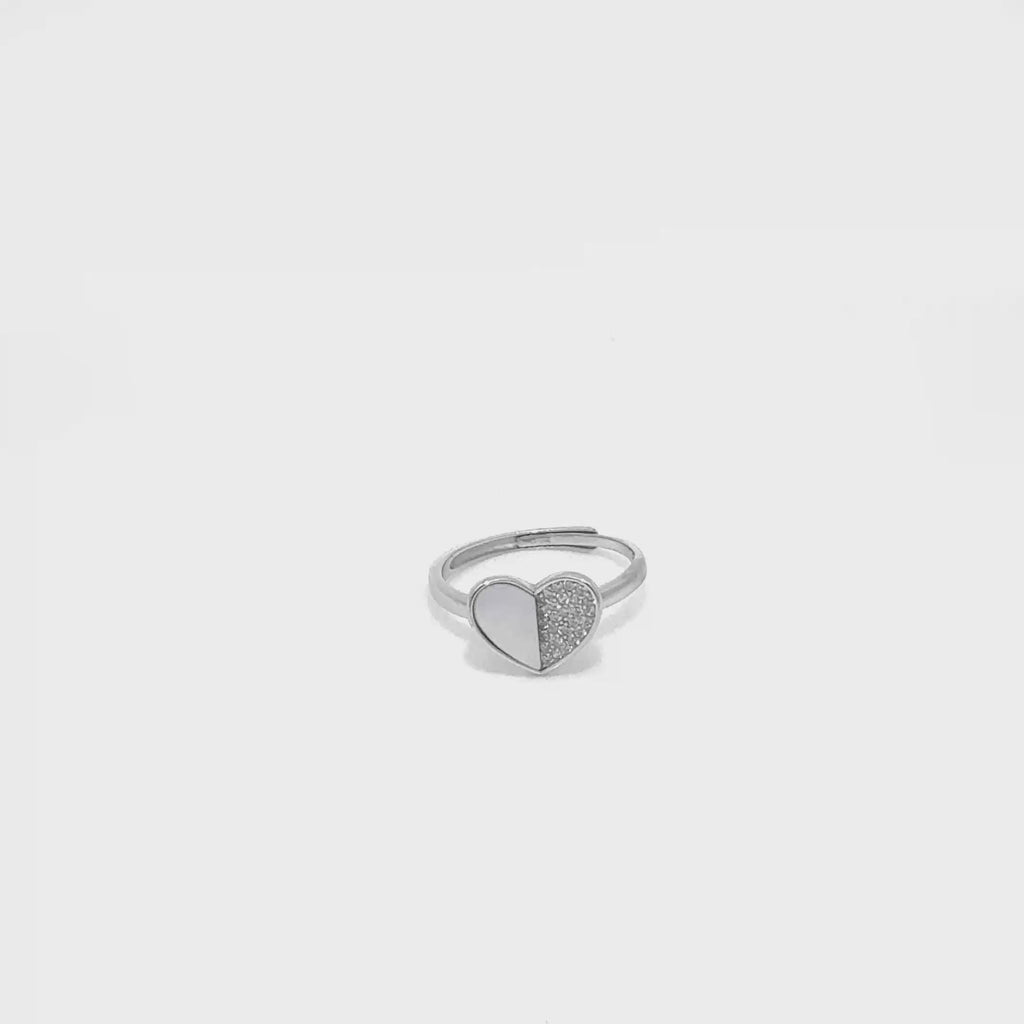 Heart MOP Silver Adjustable Ring