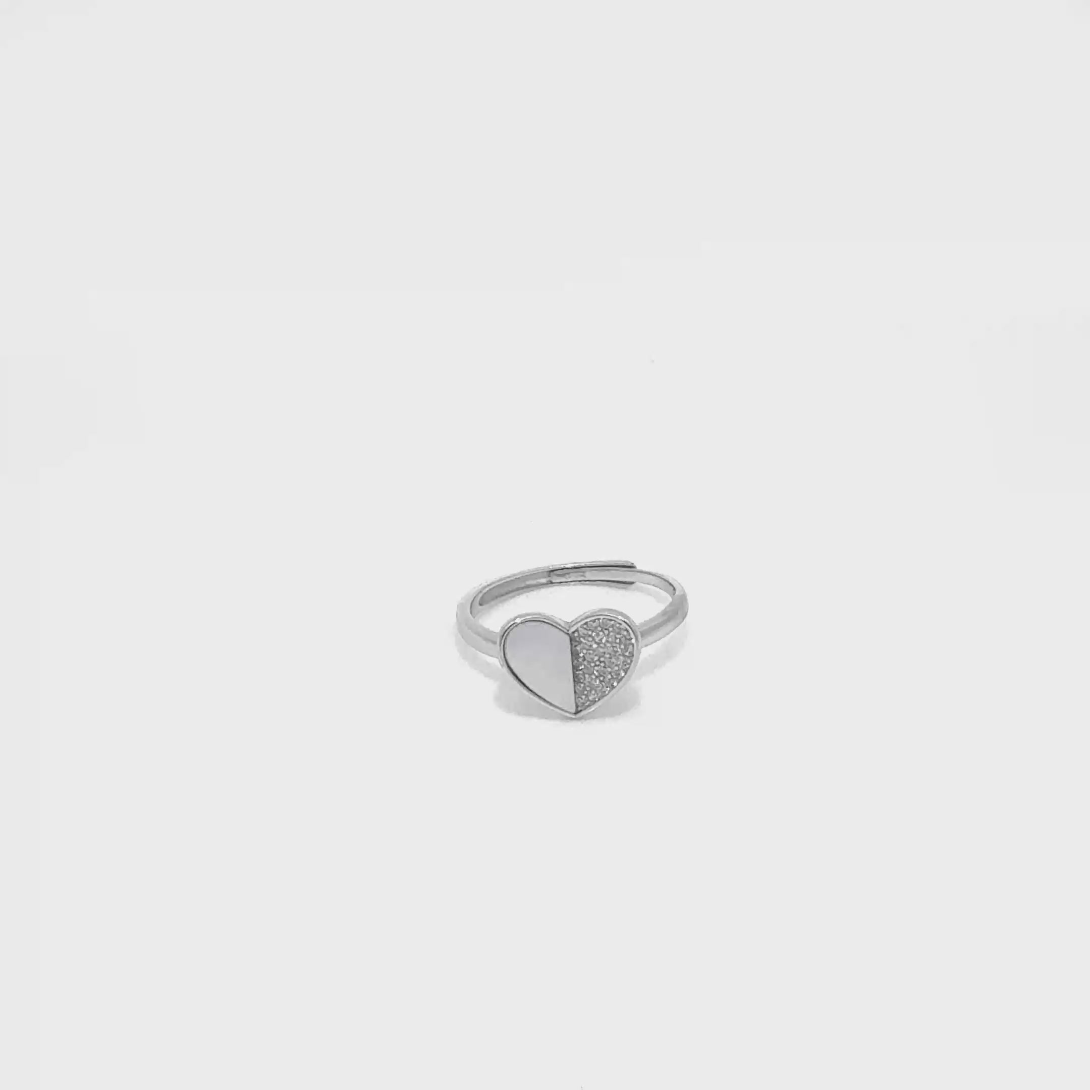 Heart MOP Silver Adjustable Ring