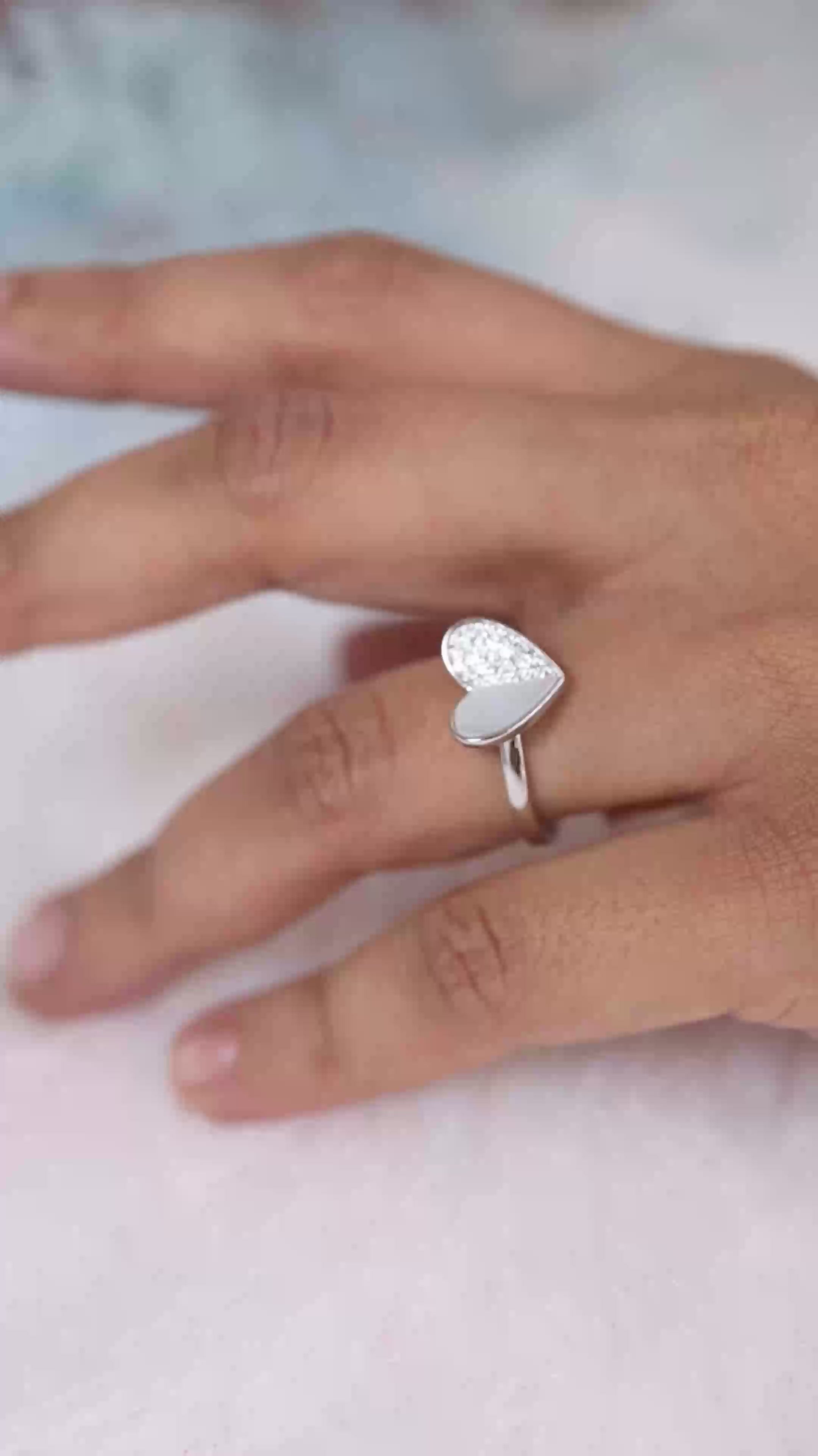Heart MOP Silver Adjustable Ring