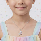 Silver Pink Yellow Unicorn Kids Necklace