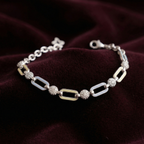 Blue White Chained Enamel Silver Bracelet