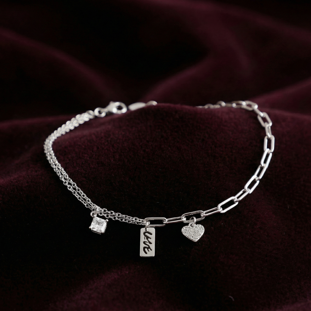 Silver Love-Inscribed Delicate Bracelet