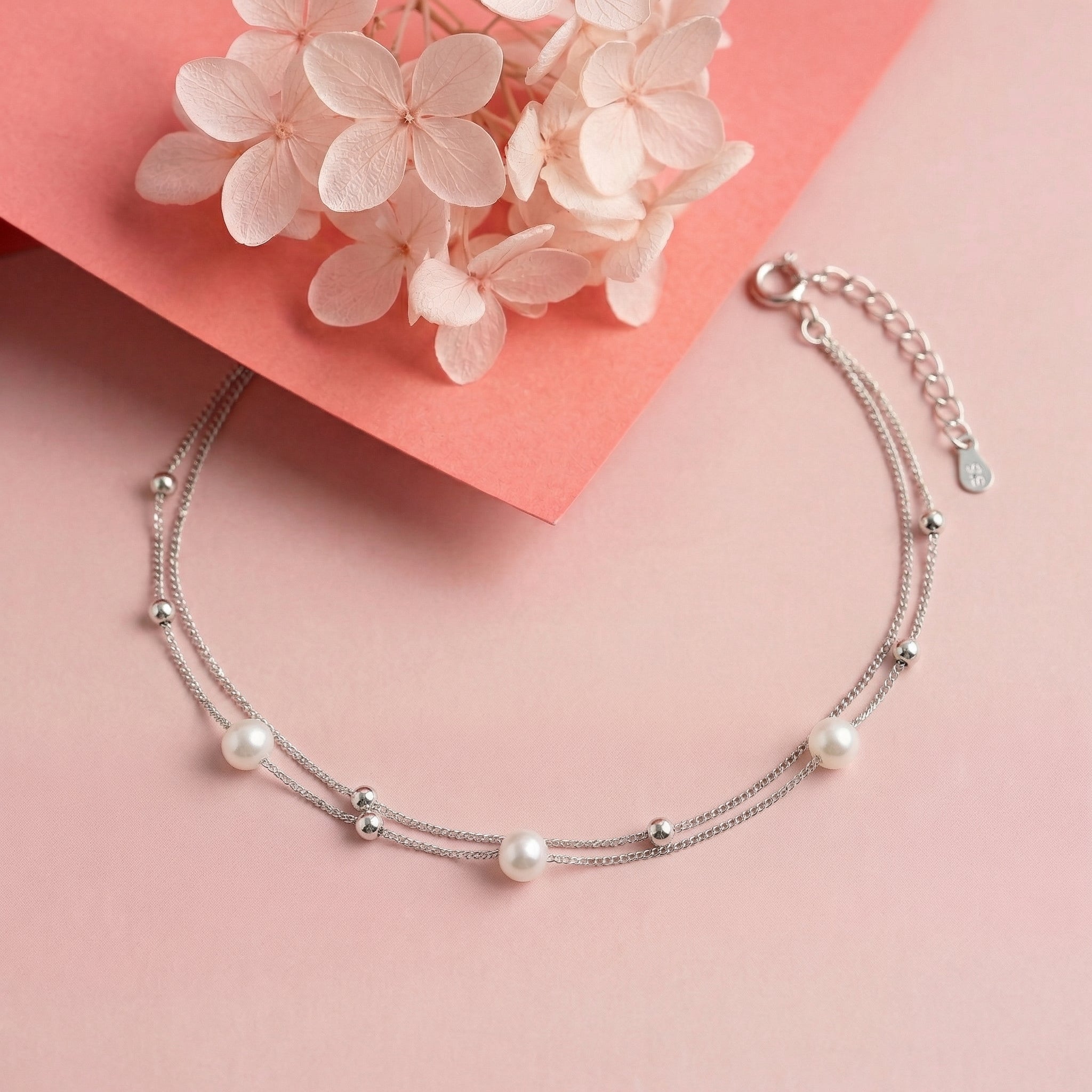 Silver Dual Delight Pearl Bracelet