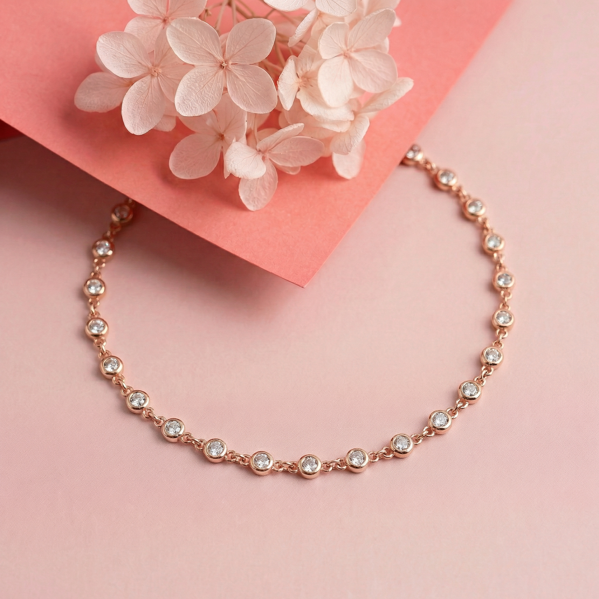 Rose Gold Petite round Tennis Bracelet