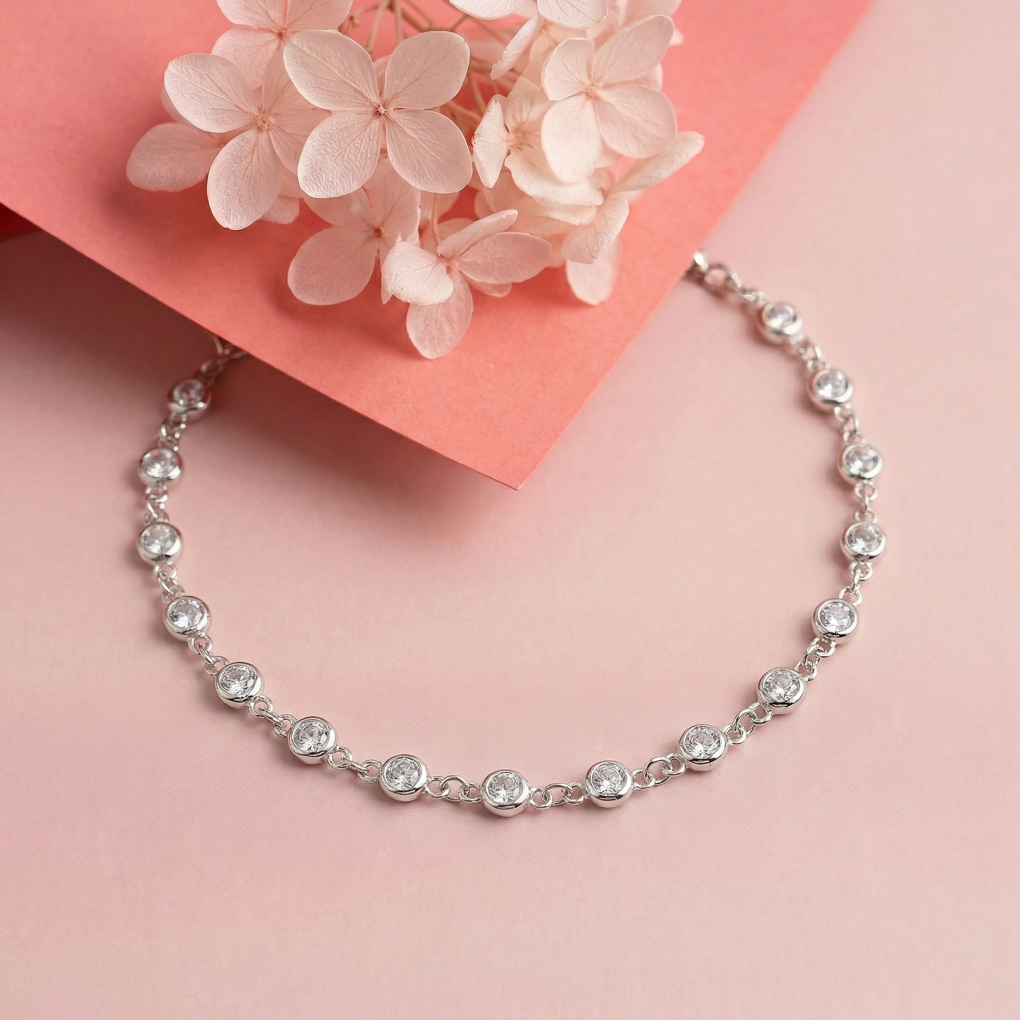 Silver Petite round Tennis Bracelet