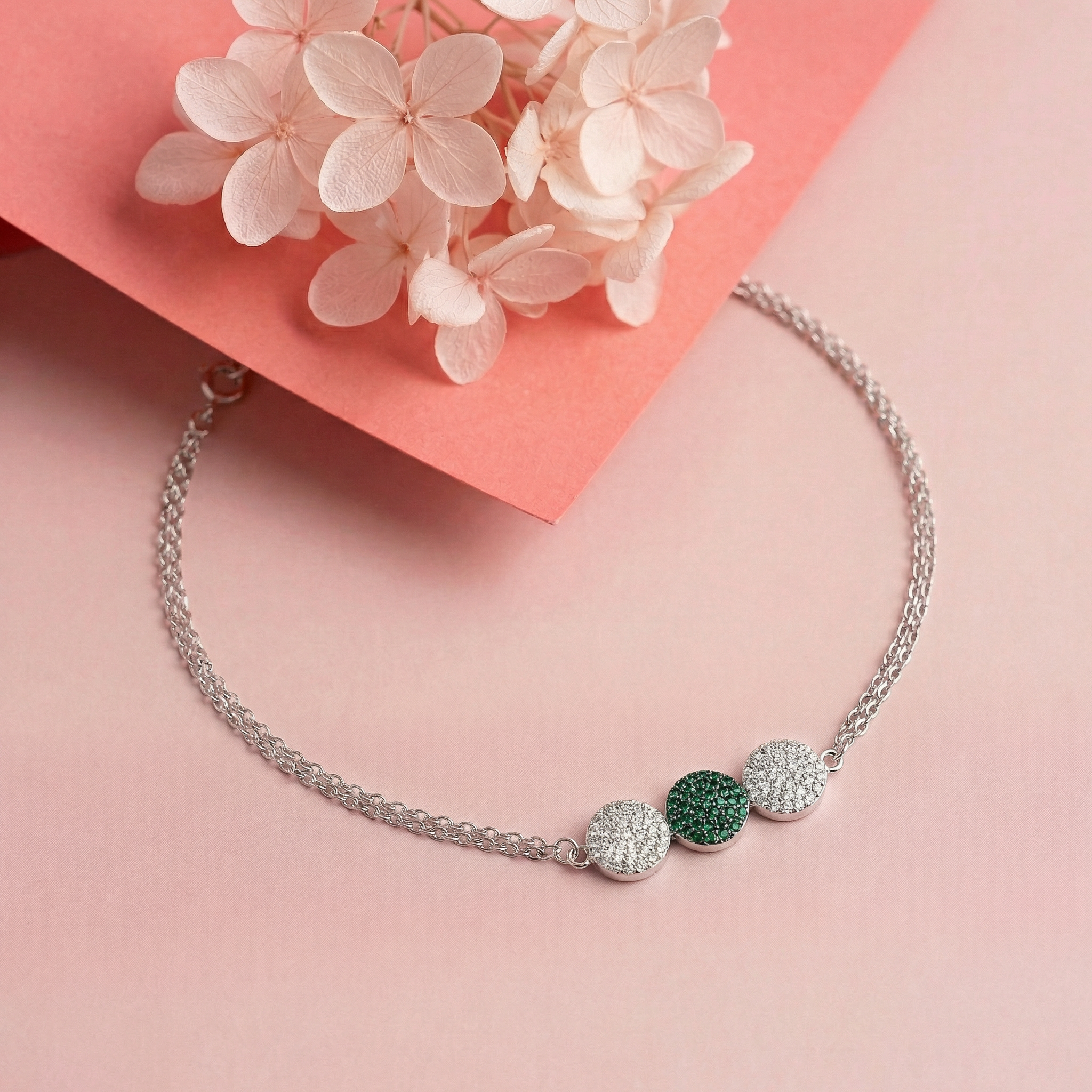 Silver Emerald Glow Bracelet