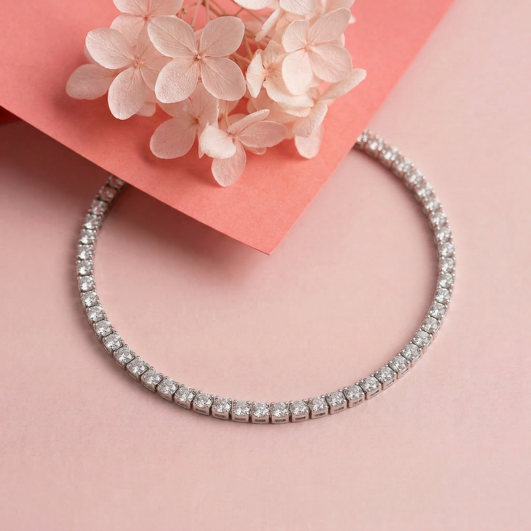 Silver Designer 3d Tennis Bracelet