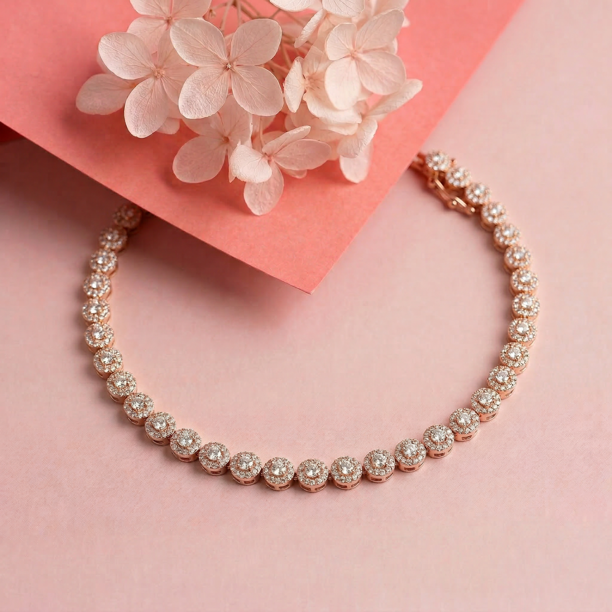Rosegold Medium Floral Tennis Bracelet