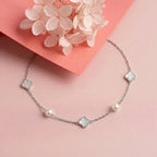 Silver  Pearlescent Enamel Bracelet
