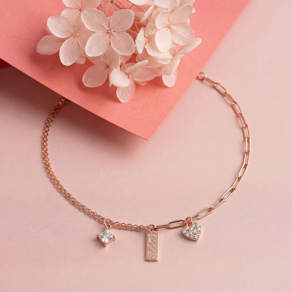 Rose Gold Love-Inscribed Delicate Bracelet