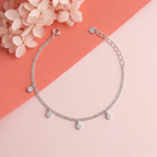 Double Layered Hanging Beads Silver Bracelet