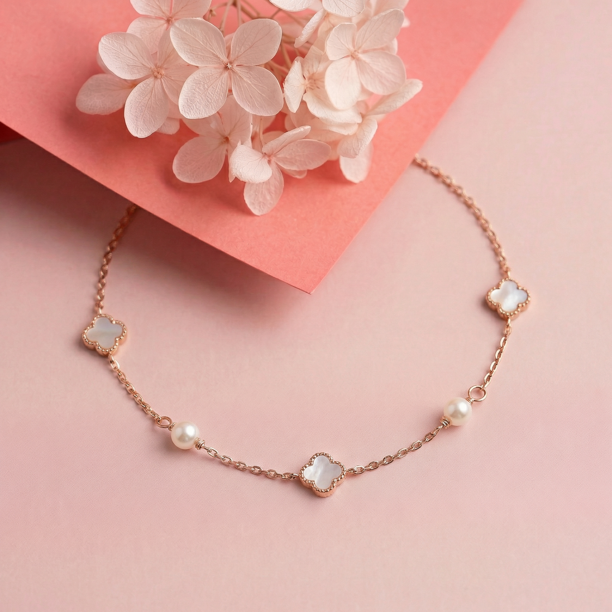 Rose Gold  Pearlescent Enamel Bracelet