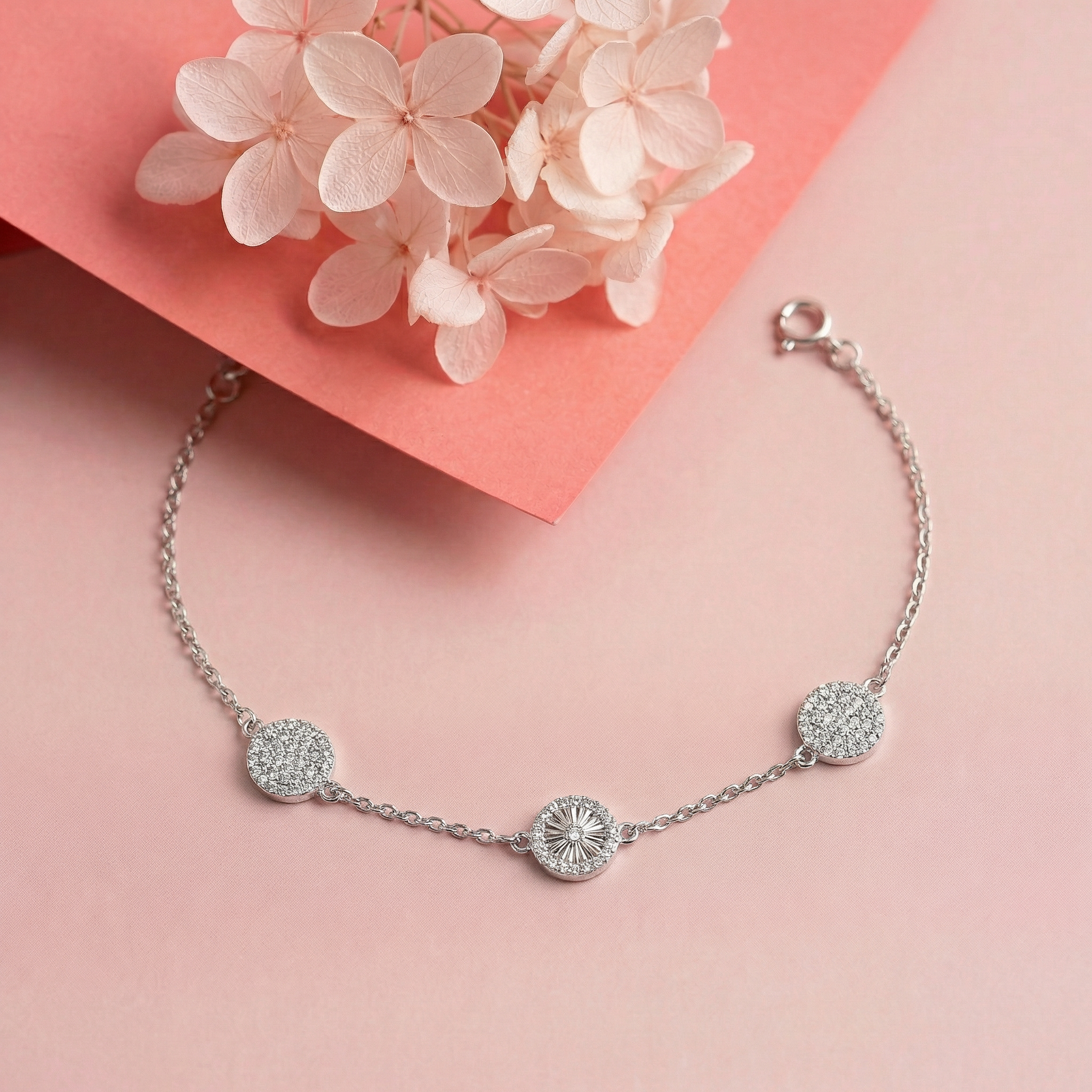 Silver Diamond Trio Delicate Bracelet