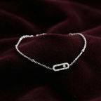 Silver Diamond Rectangle Delicate Bracelet