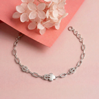 Floral Matt Silver Chained Bracelet