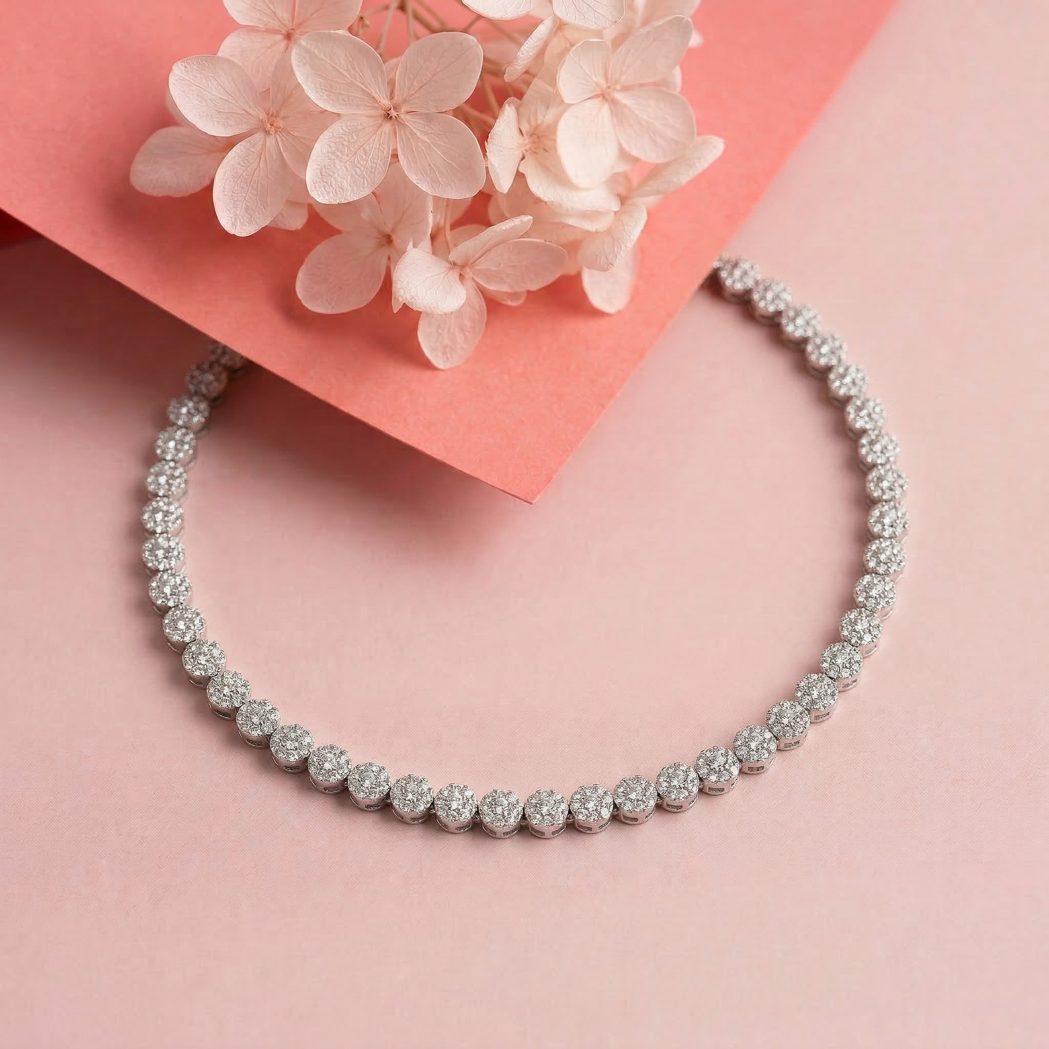 Silver Medium Floral Tennis Bracelet