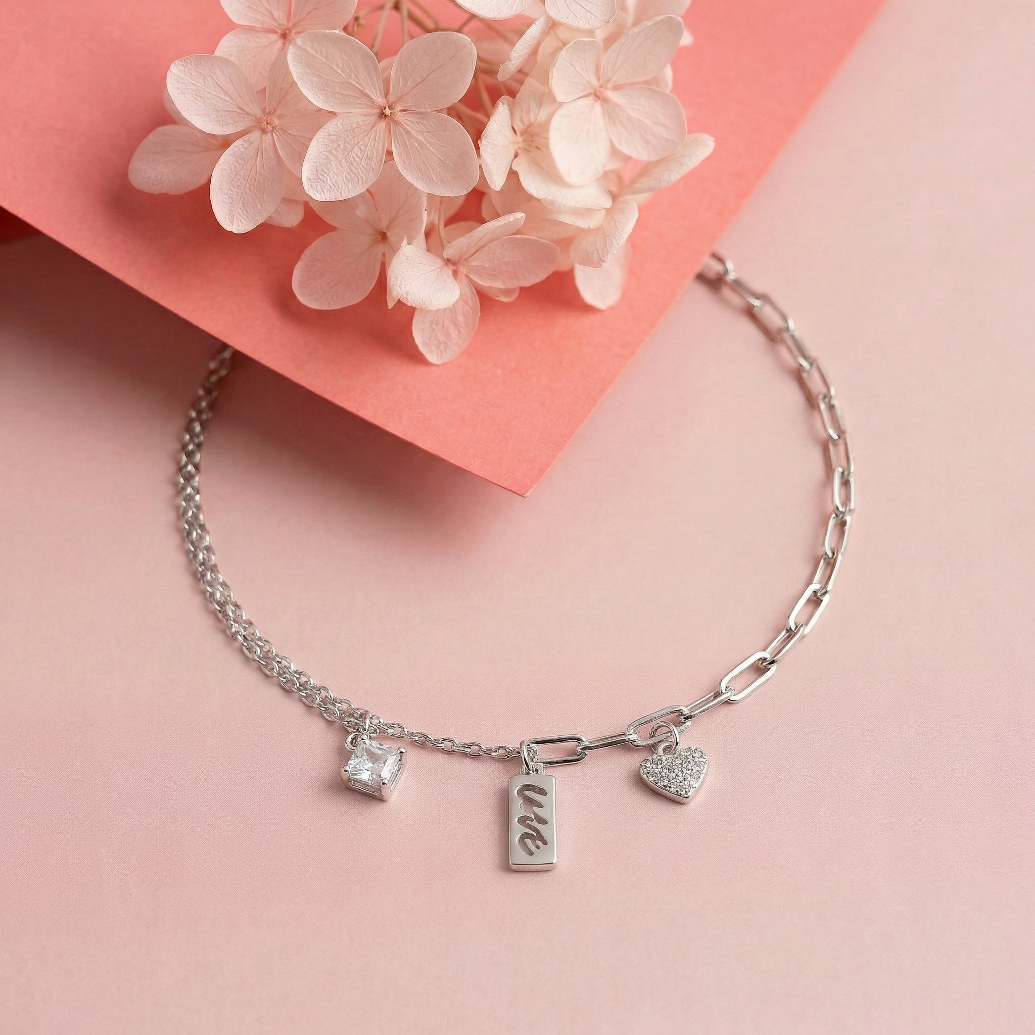 Silver Love-Inscribed Delicate Bracelet