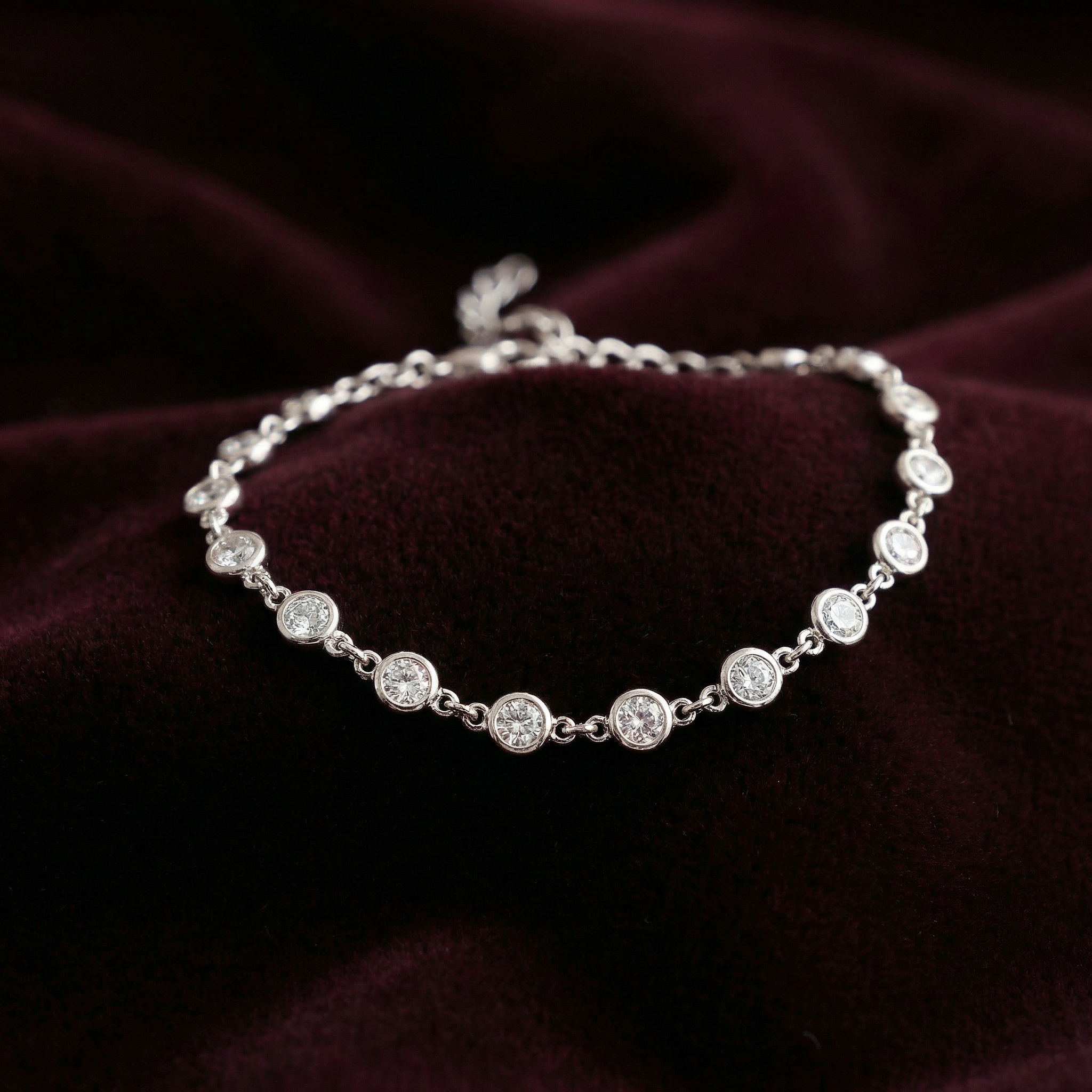 Silver Petite round Tennis Bracelet